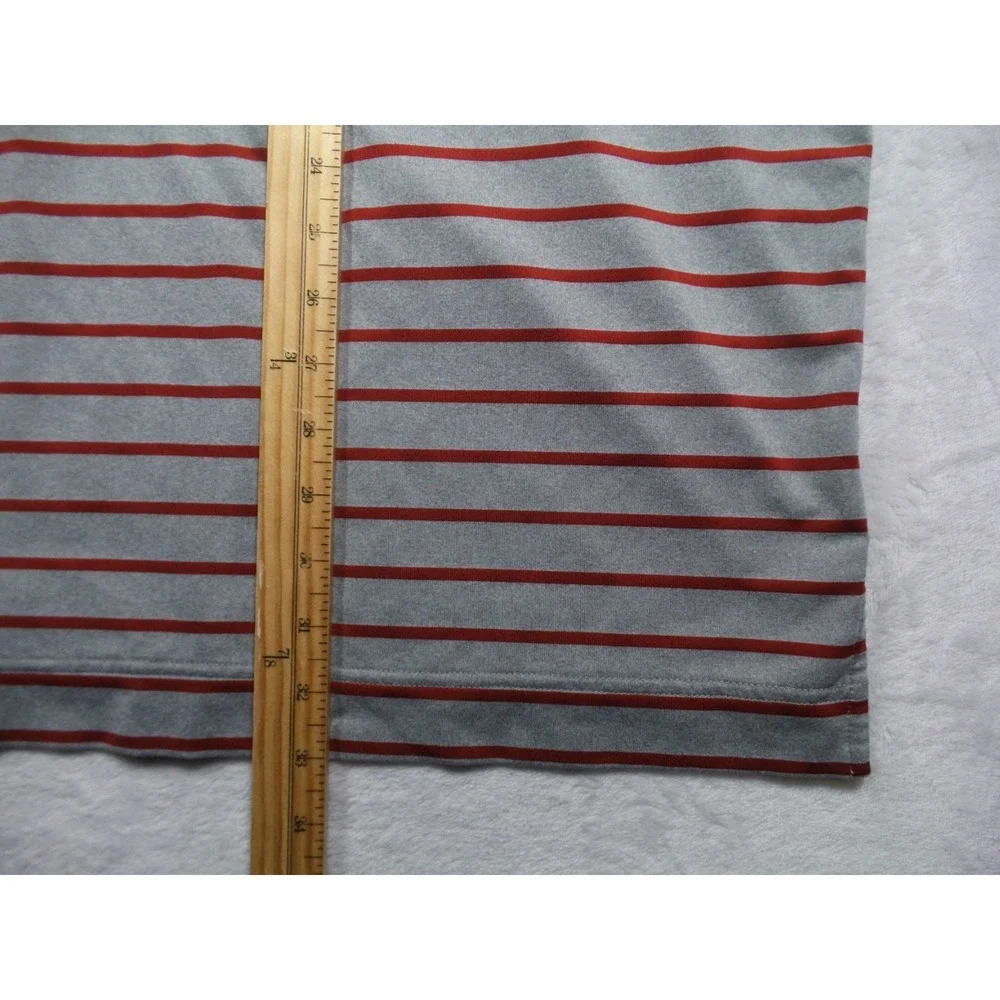 FJ FootJoy Shirt Mens Size 2XL Gray Red Striped Polo Short Sleeve Stretch‎